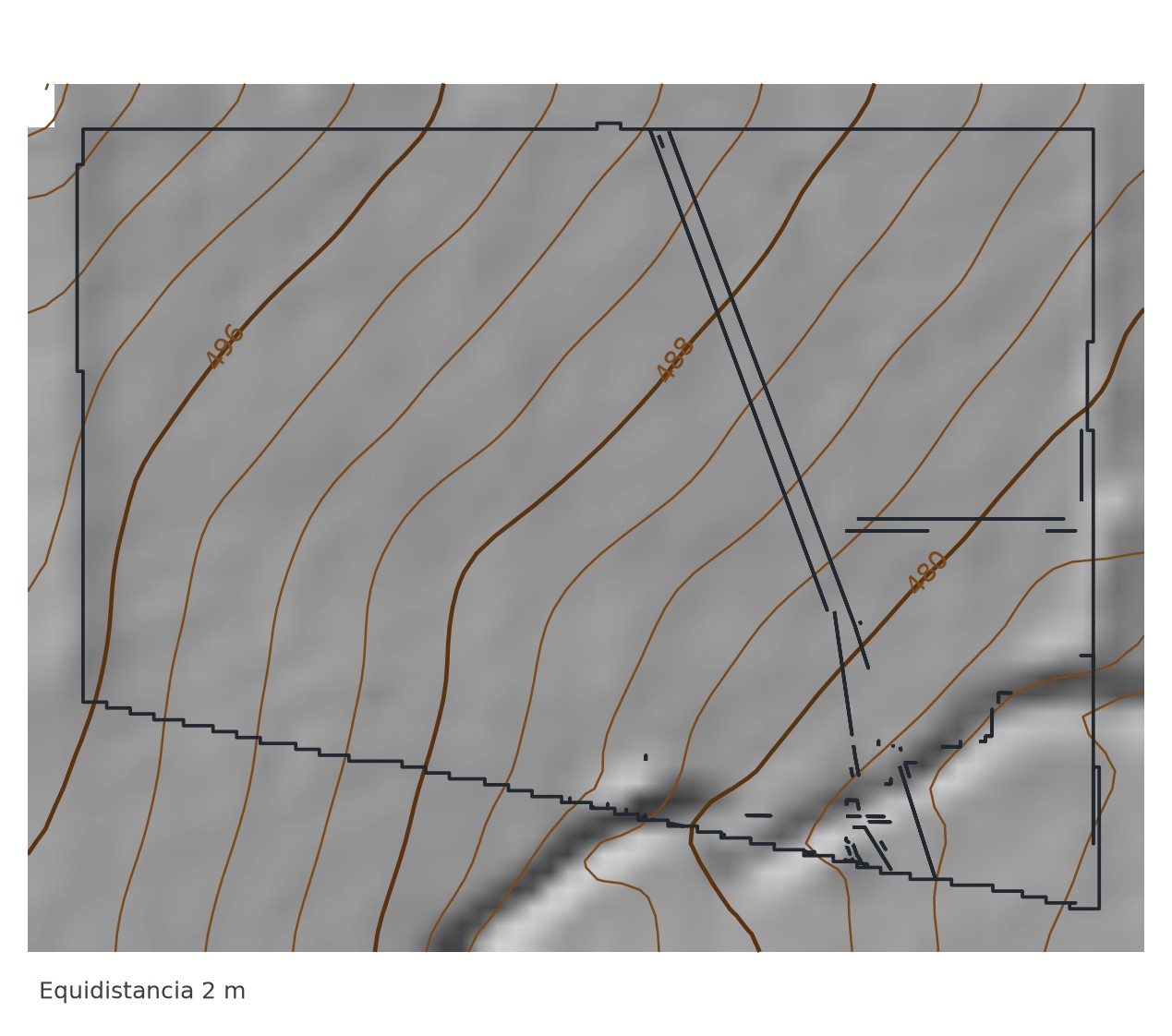 Mapa topográfico de un lote de ejemplo